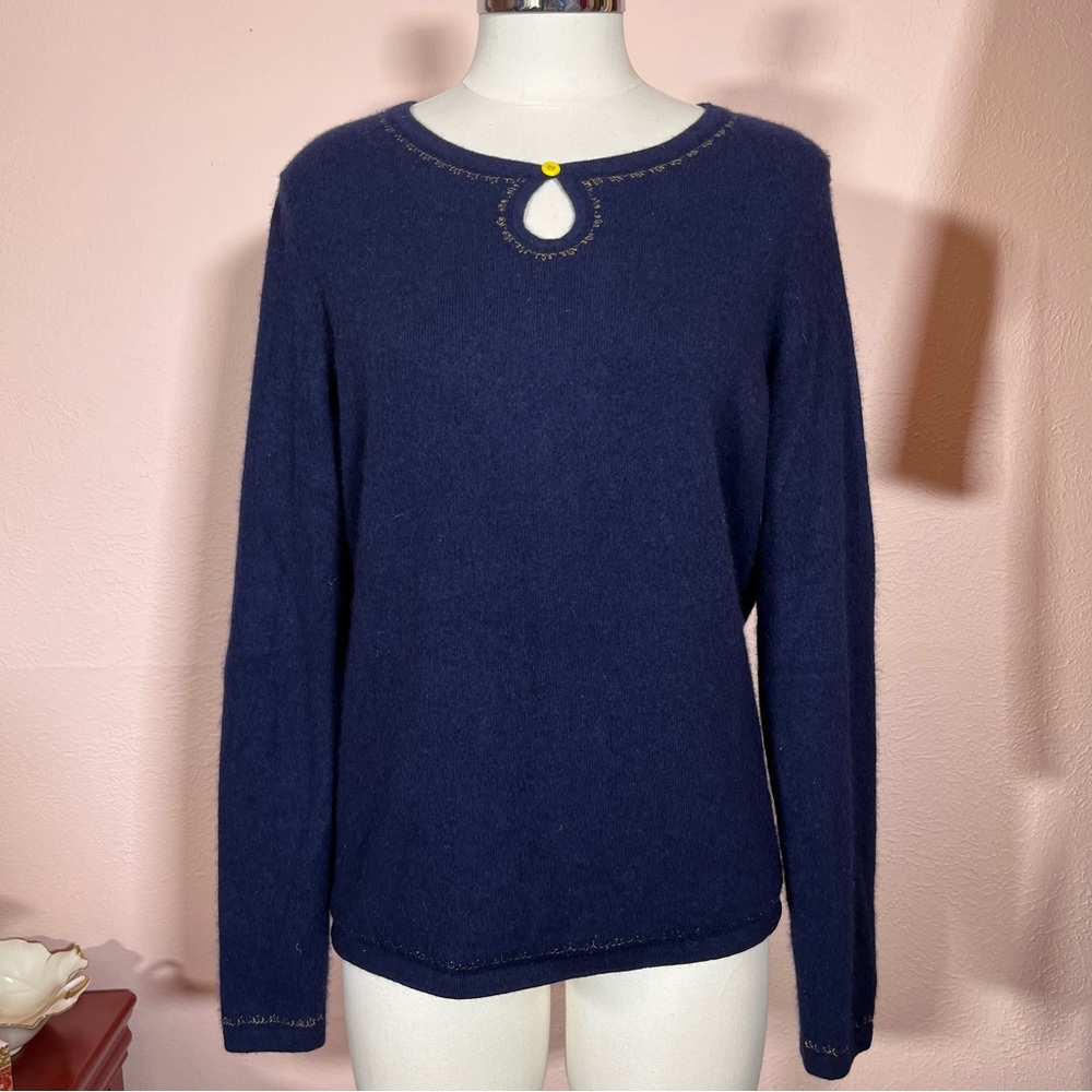 Vintage 90 Y2k Pearl Blue Cottagecore Cashmere feminine Croquet Girl Sweater - Picture 6 of 16
